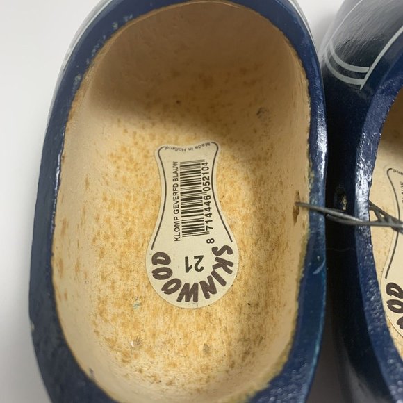 Skinwood Wooden Clogs Kids Size 5.5 Blue Made in Holland - Picture 7 of 10